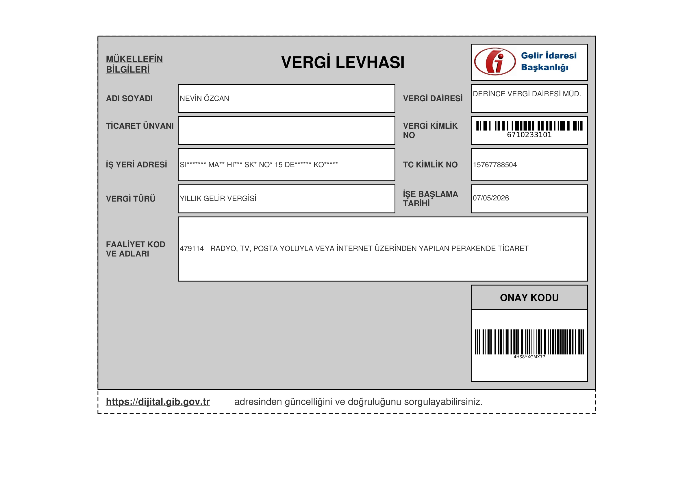 Aspera Boutique - Vergi Levhası